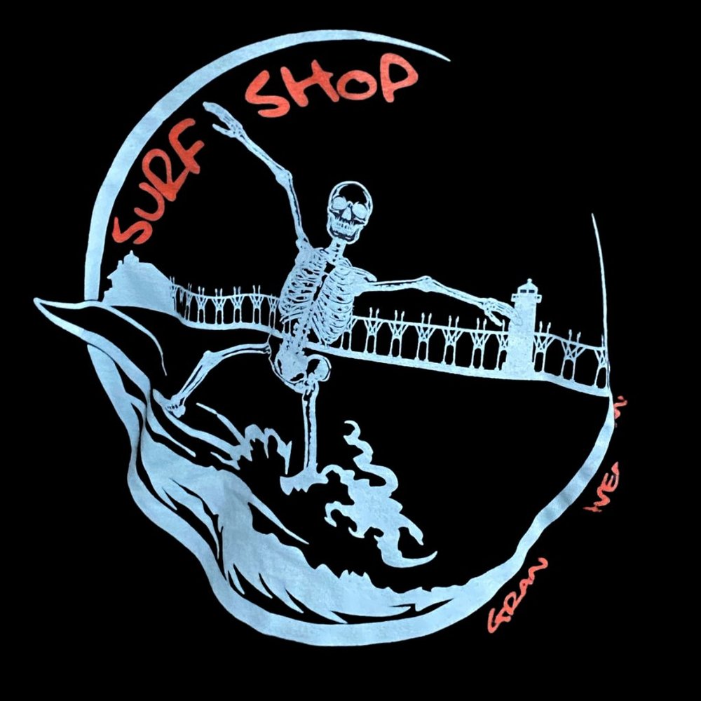 Grand Haven, MI Surf Shop Skull T Shirt